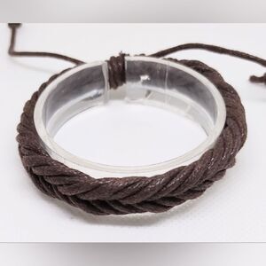 Men's bracelet leather braided brown new e74‎
